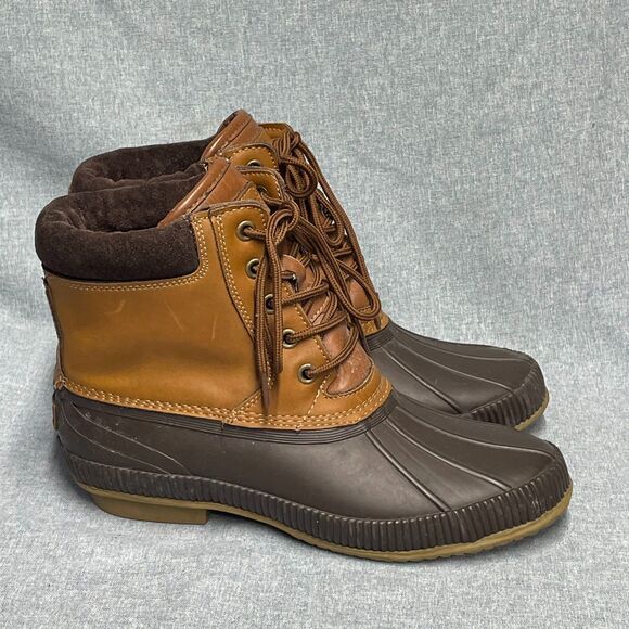 Tommy Hilfiger Charlie Duck Boots Mens Size 9 Brown Leather Waterproof Lace Up